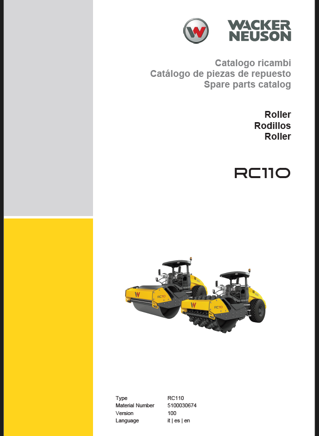 Wacker Neuson RC110 Roller Parts Manual