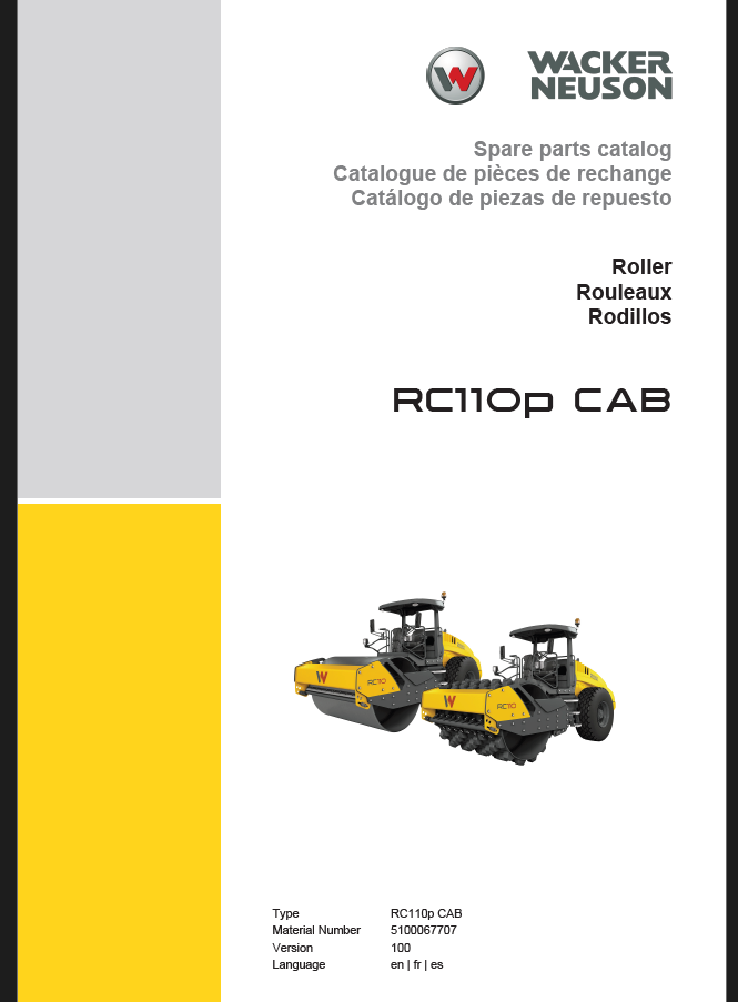 Wacker Neuson RC110p CAB Roller Parts Manual