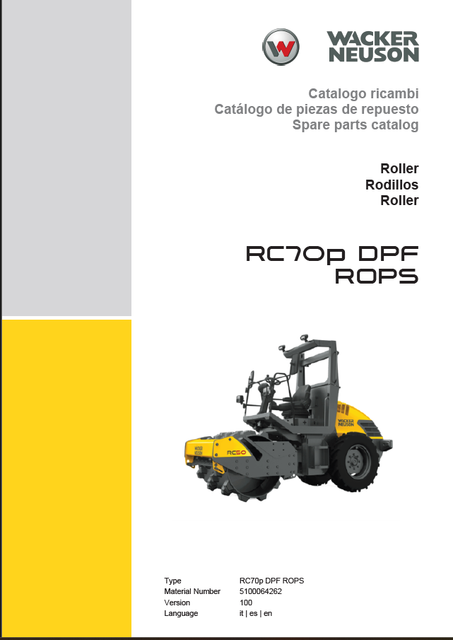 Wacker Neuson RC70p DPF ROPS Roller Parts Manual