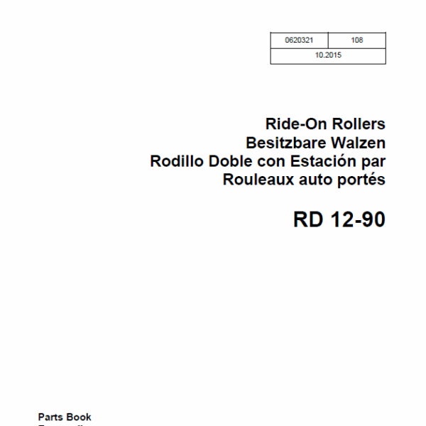 Wacker Neuson RD 12-90 Ride-On Rollers Parts Manual