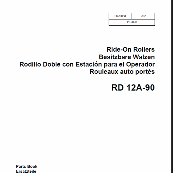 Wacker Neuson RD 12A-90 Ride-On Rollers Parts Manual