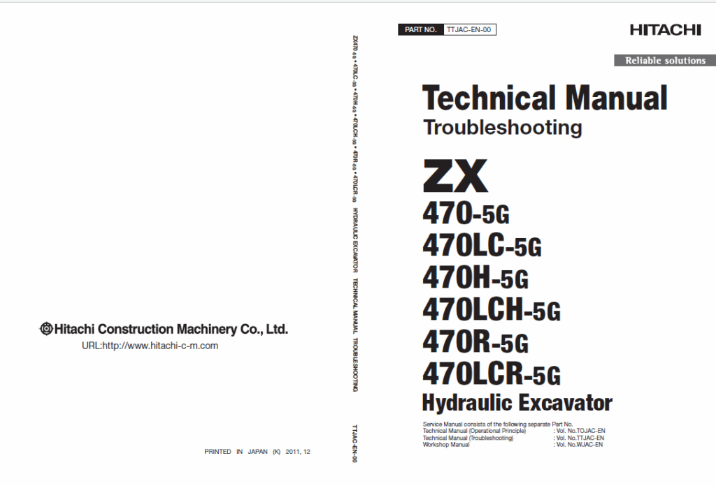 ZX470-5G,470LC-5G,470H-5G,470LCH-5G,470R-5G,470LCR-5G Technical Manual Troubleshooting