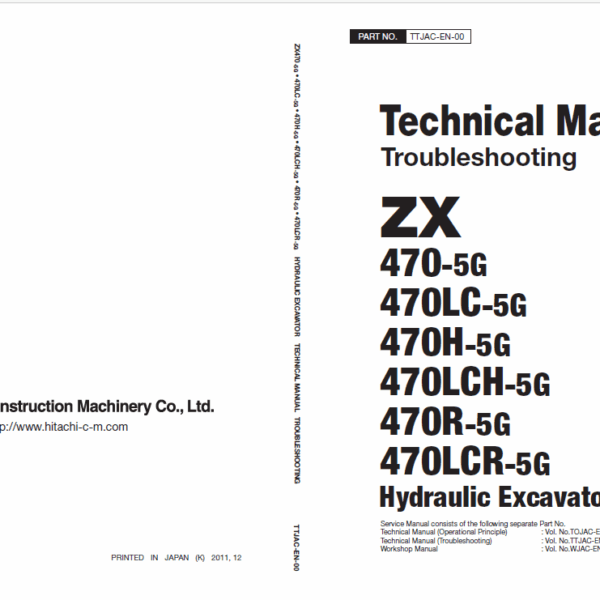 ZX470-5G,470LC-5G,470H-5G,470LCH-5G,470R-5G,470LCR-5G Technical Manual Troubleshooting