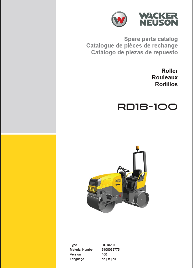 Wacker Neuson RD18-100 Roller Parts Manual