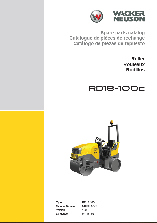 Wacker Neuson RD18-100c Roller Parts Manual