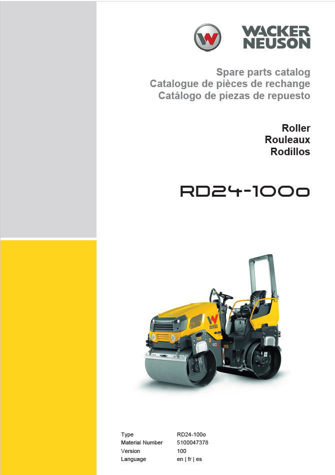 Wacker Neuson RD24-100o Roller Parts Manual