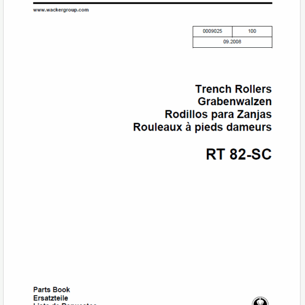Wacker Neuson RT82-SC Trench Roller Parts Manual