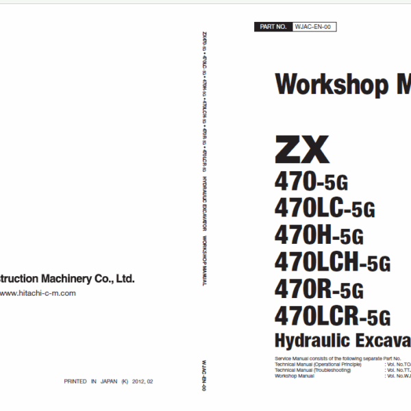 ZX470-5G,ZX470LC-5G,ZX470H-5G,ZX470LCH-5G,ZX470R-5G,ZX470LCR-5G Workshop Manual