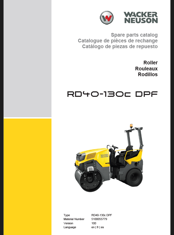 Wacker Neuson RD40-130c DPF Roller Parts Manual