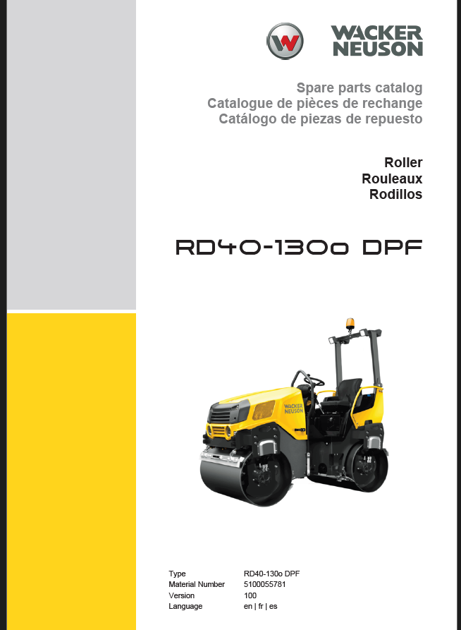 Wacker Neuson RD40-130o DPF Roller Parts Manual