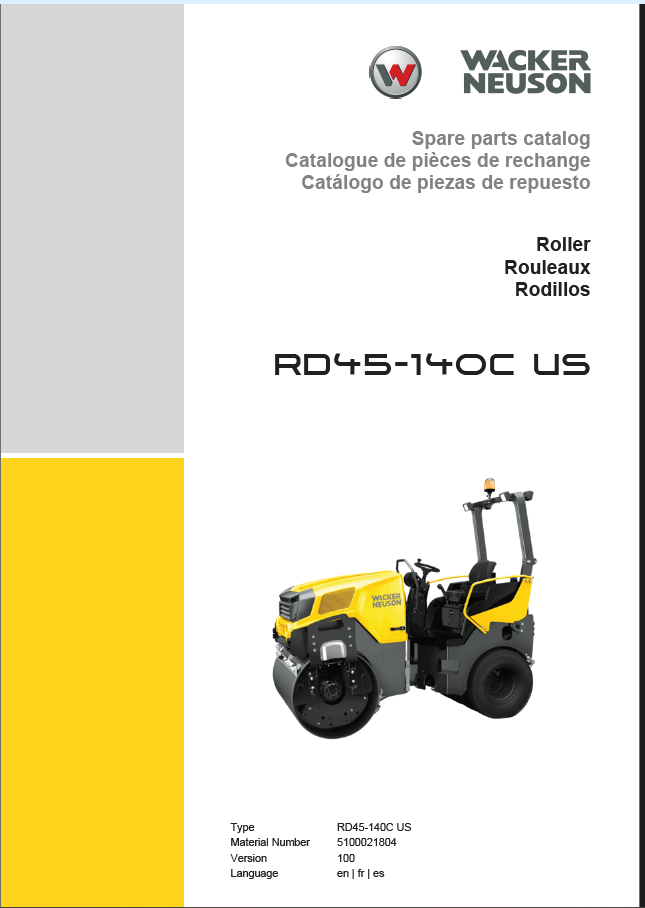 Wacker Neuson RD45-140C US Roller Parts Manual