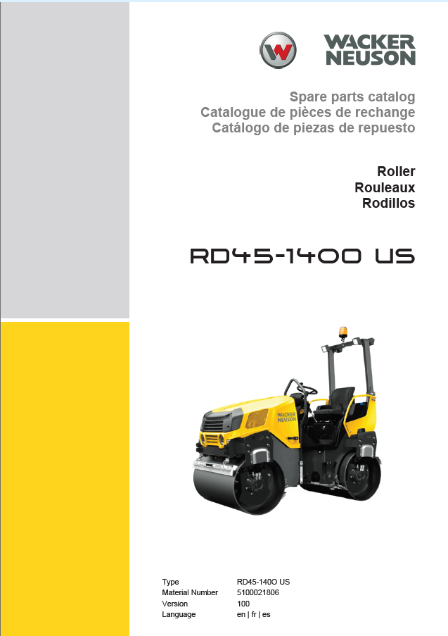 Wacker Neuson RD45-140o US Roller Parts Manual
