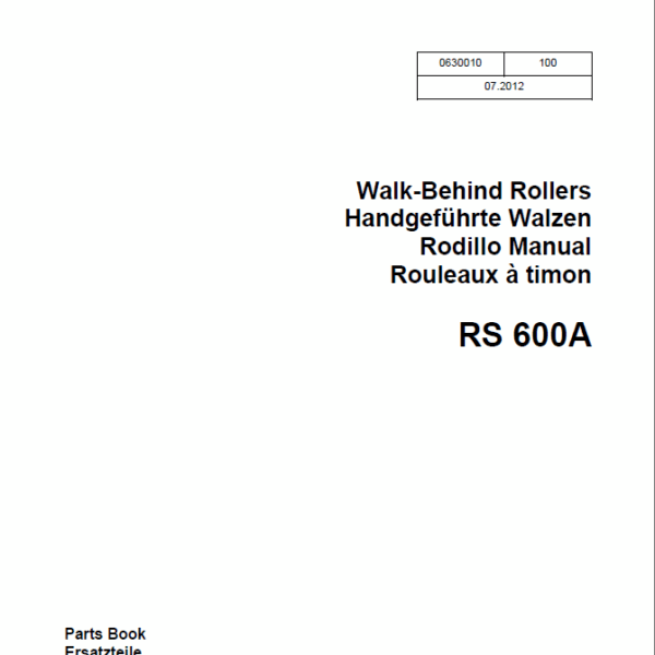 Wacker Neuson RS600A Walk-Behind Rollers Parts Manual