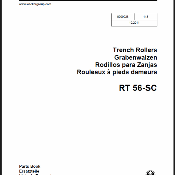Wacker Neuson RT56-SC Trench Roller Parts Manual