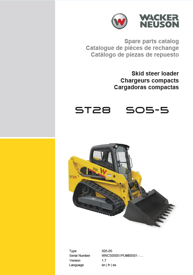 Wacker Neuson ST28 S05-5 Skid Steer Loader Parts Manual