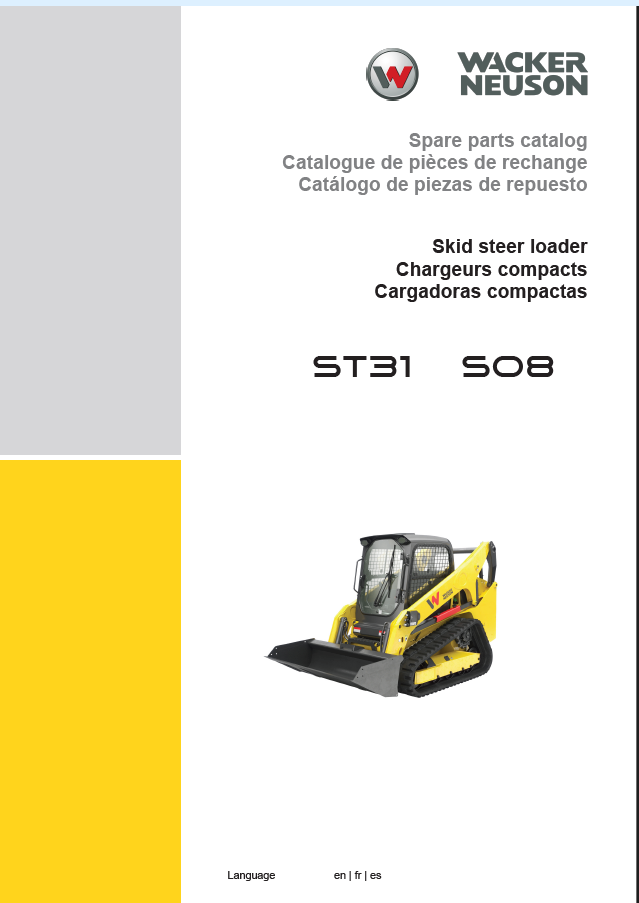 Wacker Neuson ST31 S08 Skid Steer Loader Parts Manual