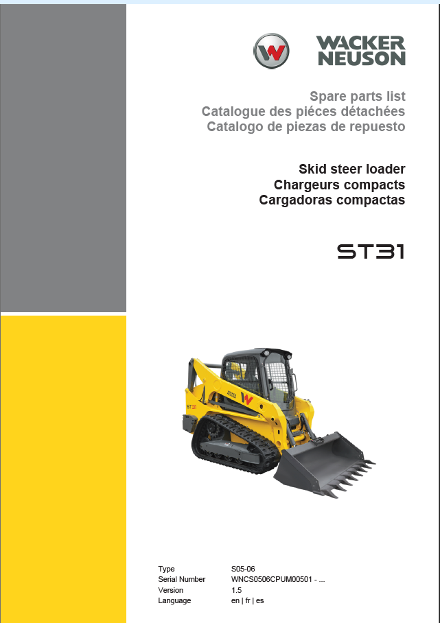 Wacker Neuson ST31 Skid Steer Loader Parts Manual