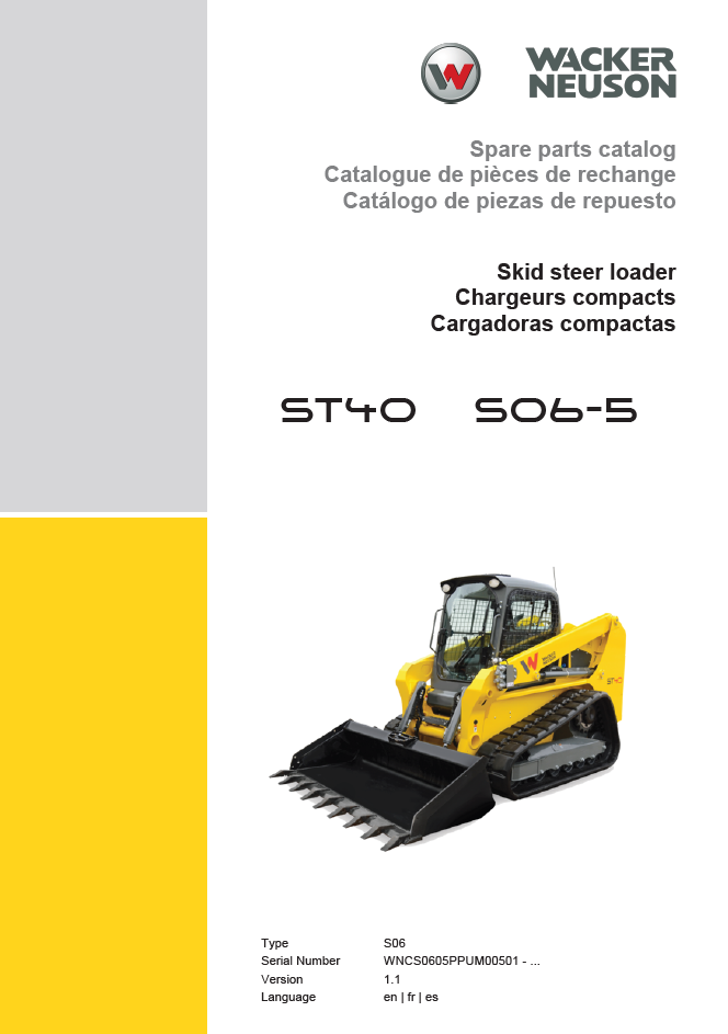 Wacker Neuson ST40 S06-5 Skid Steer Loader Parts Manual