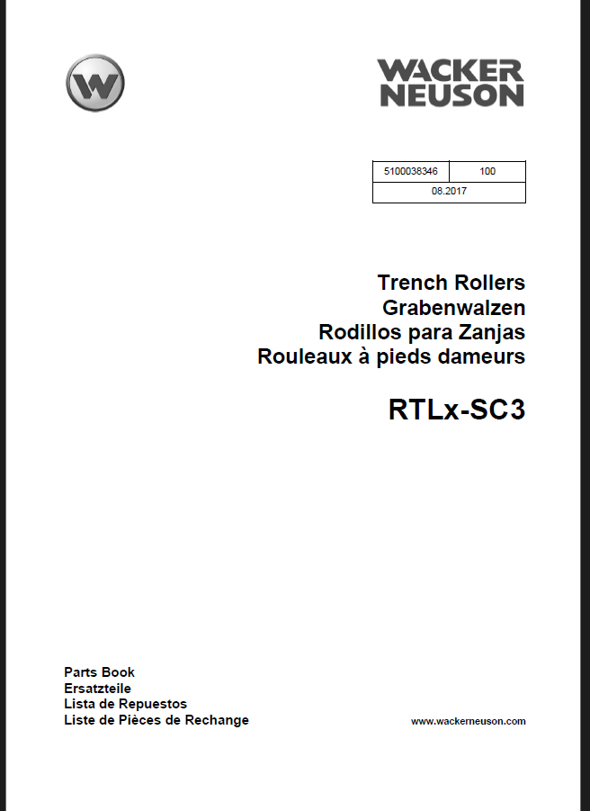 Wacker Neuson RTLx-SC3 Trench Roller Parts Manual