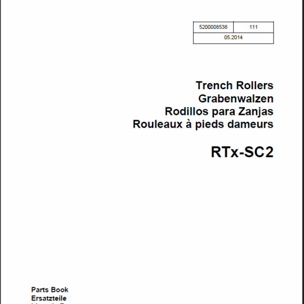 Wacker Neuson RTx-SC2 Trench Roller Parts Manual
