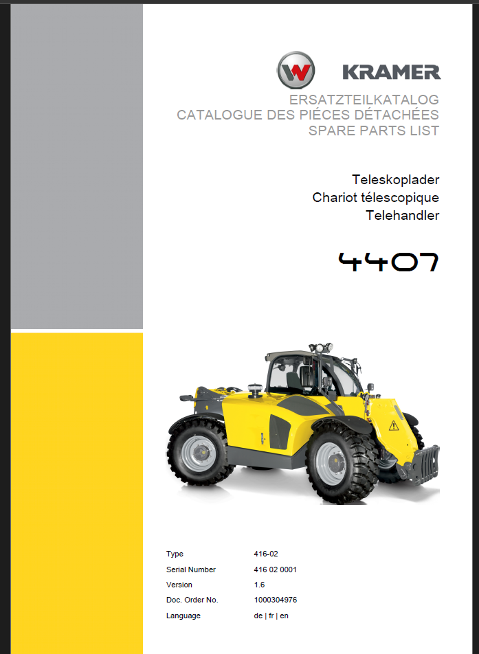Wacker Neuson TH412 4407 Telehandler Parts Manual