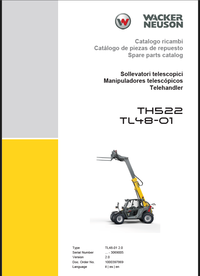 Wacker Neuson TH522 (TL48-01) Telehandler Parts Manual