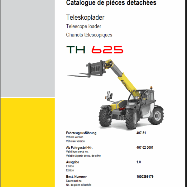 Wacker Neuson TH625 Telescope Loader Parts Manual