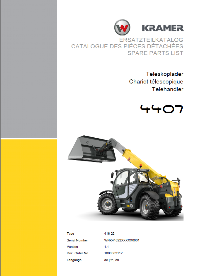 Wacker Neuson TH744 4407 Telehandler Parts Manual