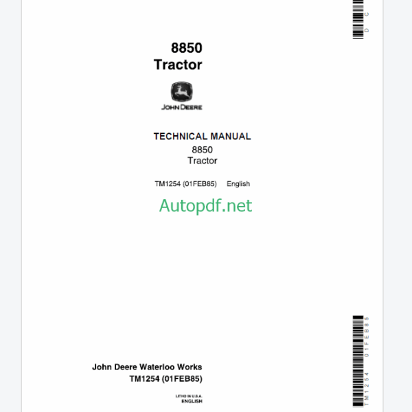 John Deere 8570 8770 8870 and 8970 Tractors Repair Technical Manual (TM1549)