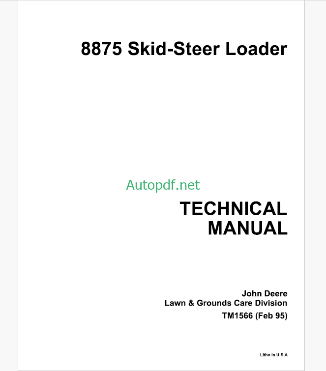 John Deere 8570 8770 8870 and 8970 Tractors Repair Technical Manual