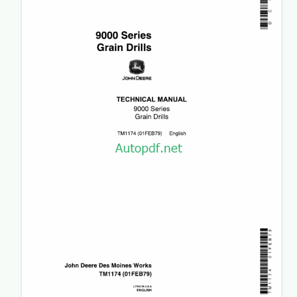 John Deere 9000 Series Grain Drills Technical Manual (TM1174)