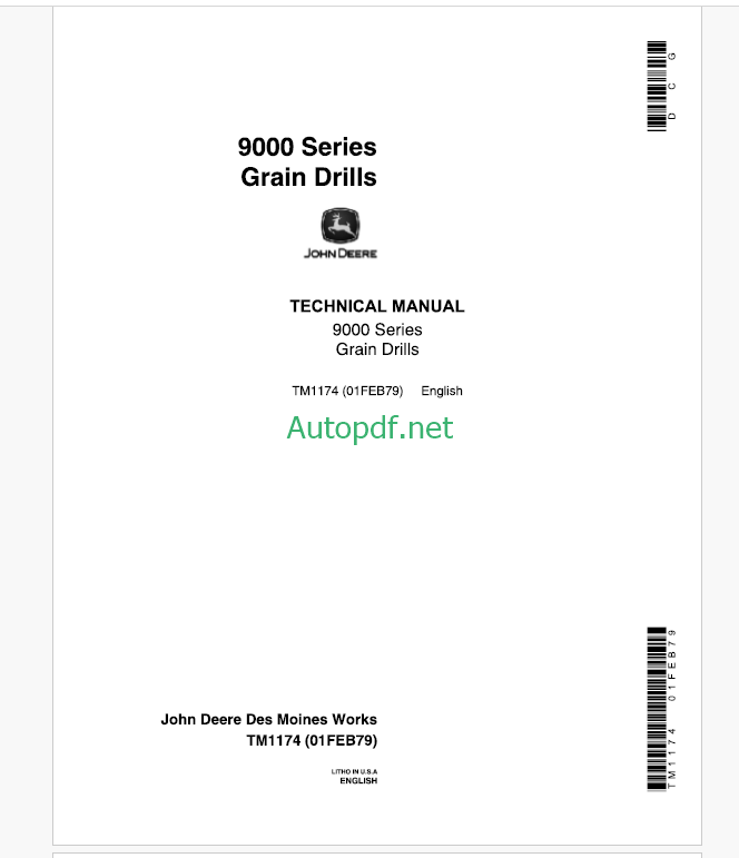John Deere 9000 Series Grain Drills Technical Manual (TM1174)