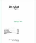 John Deere 9400 9500 SideHill 9500 and 9600 MAXIMIZER Combines Diagnostics and Repair Technical Manual (TM1402S)