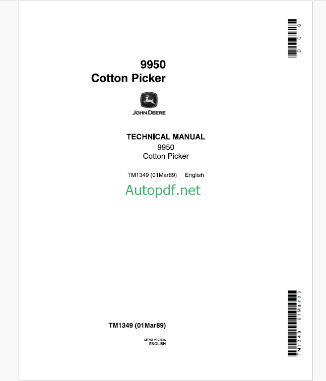 John Deere 9950 Cotton Picker Technical Manual (TM1349)