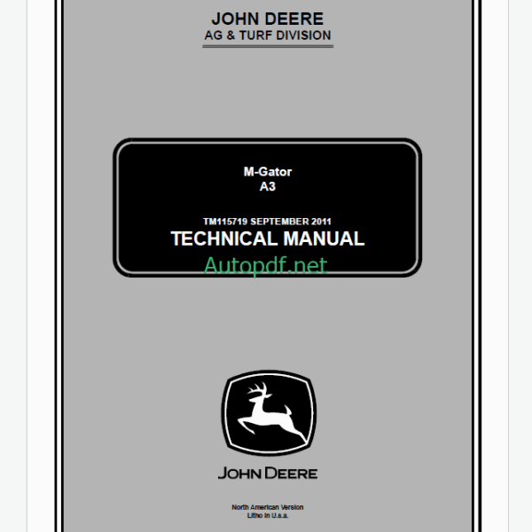 John Deere A3 M-Gator Technical Manual (TM115719)