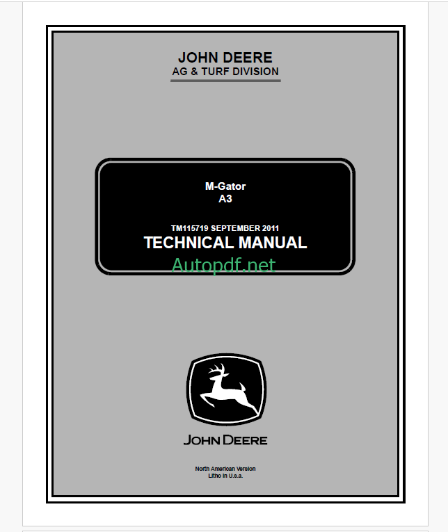 John Deere A3 M-Gator Technical Manual (TM115719)