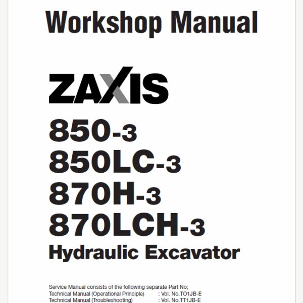 ZX850-3,ZX850LC-3,ZX870H-3,ZX870LCH-3 Workshop manual