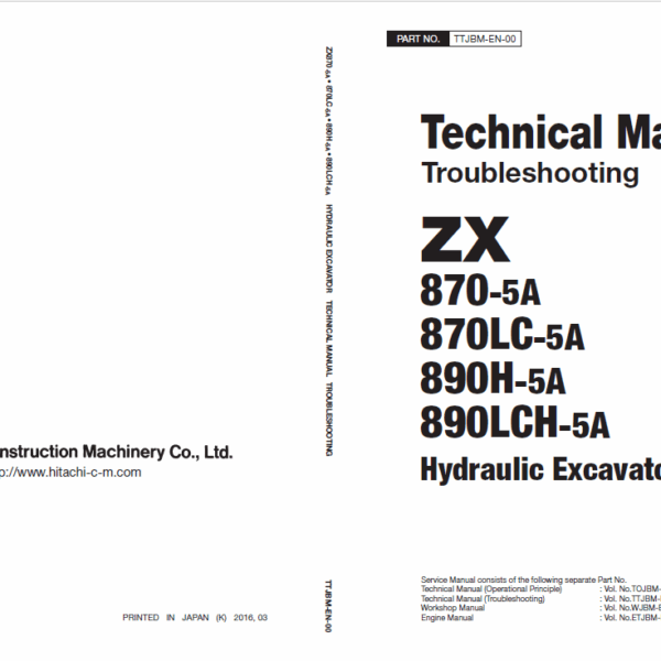 ZX870-5A,870LC-5A,890H-5A,890LCH-5A Technical Manual Troubleshooting