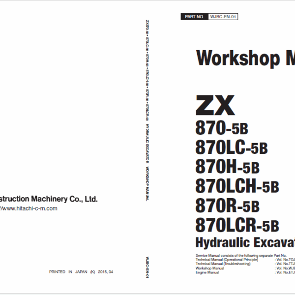 ZX870-5B, ZX870LC-5B, ZX870H-5B, ZX870LCH-5B, ZX870R-5B, ZX870LCR-5B Workshop Manual
