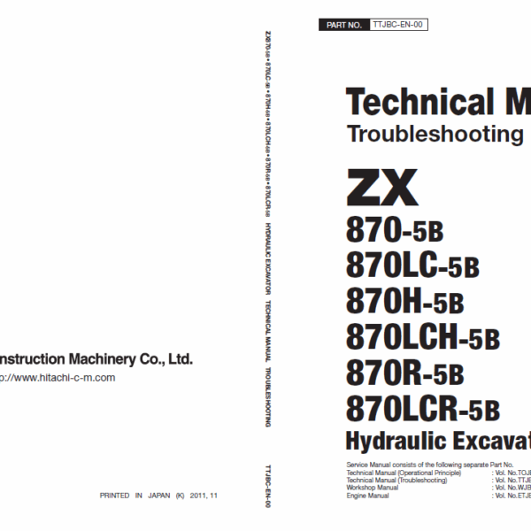 ZX870-5B,870LC-5B,870H-5B,870LCH-5B,870R-5B,870LCR-5B Technical Manual(Troubleshooting)