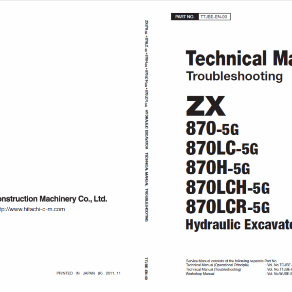 ZX870-5G,ZX870LC-5G,ZX870H-5G,ZX870LCH-5G,ZX870LCR-5G Technical Manual Troubleshooting