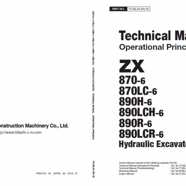 ZX870-6, ZX870LC-6, ZX890H-6, ZX890LCH-6, ZX890R-6, ZX890LCR-6 Technical Manual (Operational Principle)