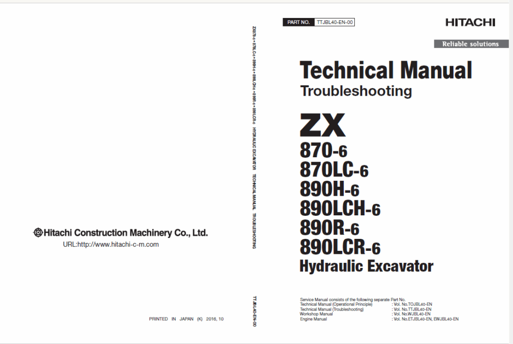ZX870-6, ZX870LC-6, ZX890H-6, ZX890LCH-6, ZX890R-6, ZX890LCR-6 Technical Manual (Troubleshooting)