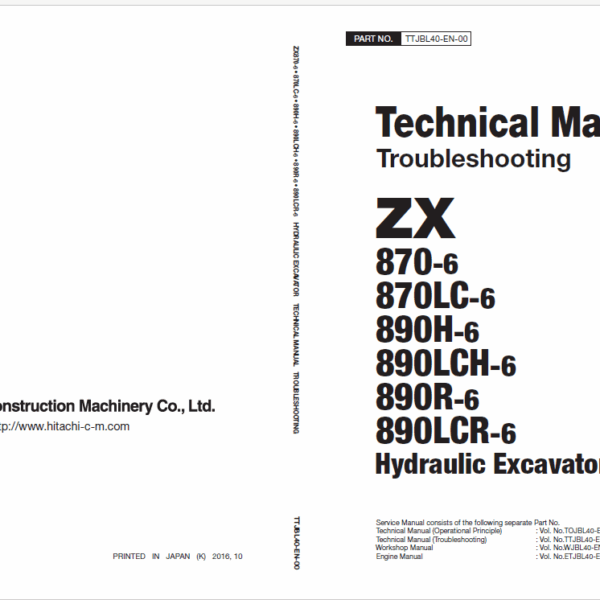ZX870-6, ZX870LC-6, ZX890H-6, ZX890LCH-6, ZX890R-6, ZX890LCR-6 Technical Manual (Troubleshooting)