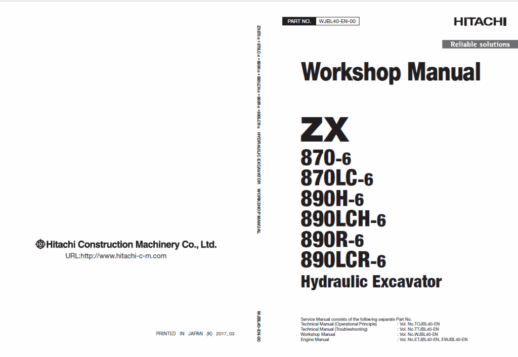 ZX870-6, ZX870LC-6, ZX890H-6, ZX890LCH-6, ZX890R-6, ZX890LCR-6 Workshop Manual