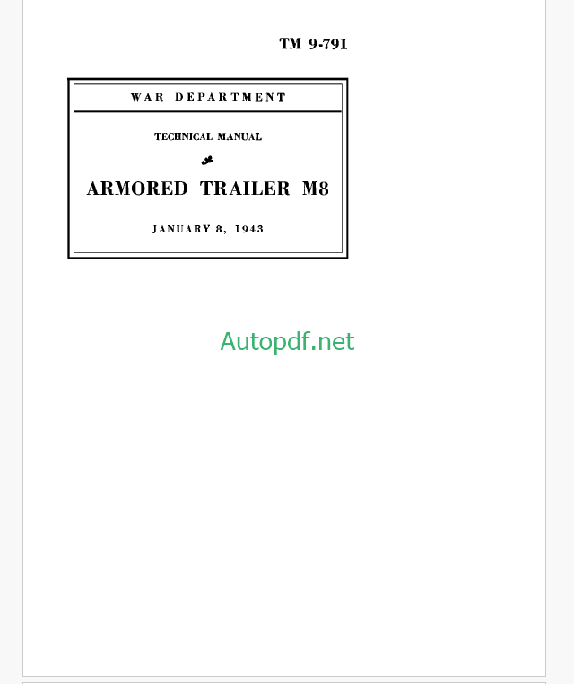 John Deere Armored Trailer M8 Technical Manual (TM9791)