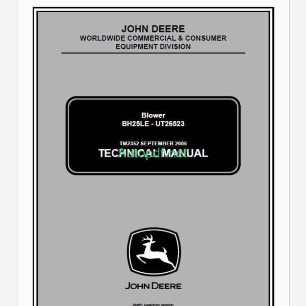 John Deere BH25LE - UT26523 Blower Technical Manual (TM2352)