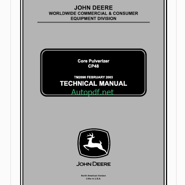 John Deere CP48 Core Pulverizer Technical Manual (TM2098)