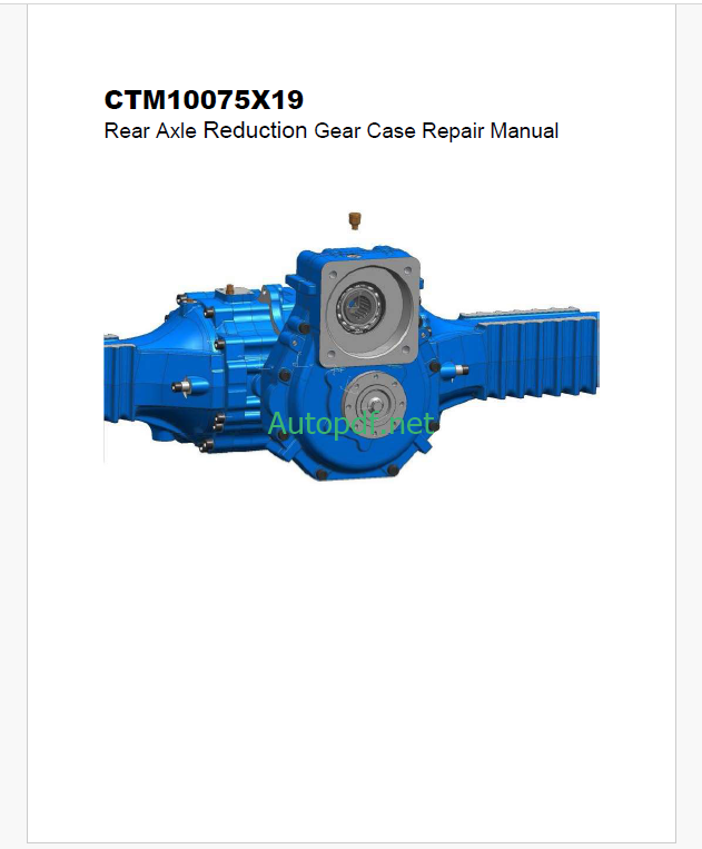John Deere CTM10075X19 Rear Axle Reduction Gear Case Repair Manual