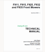 John Deere F911 F915 F925 F932 and F935 Front Mowers Technical Manual (TM1487)